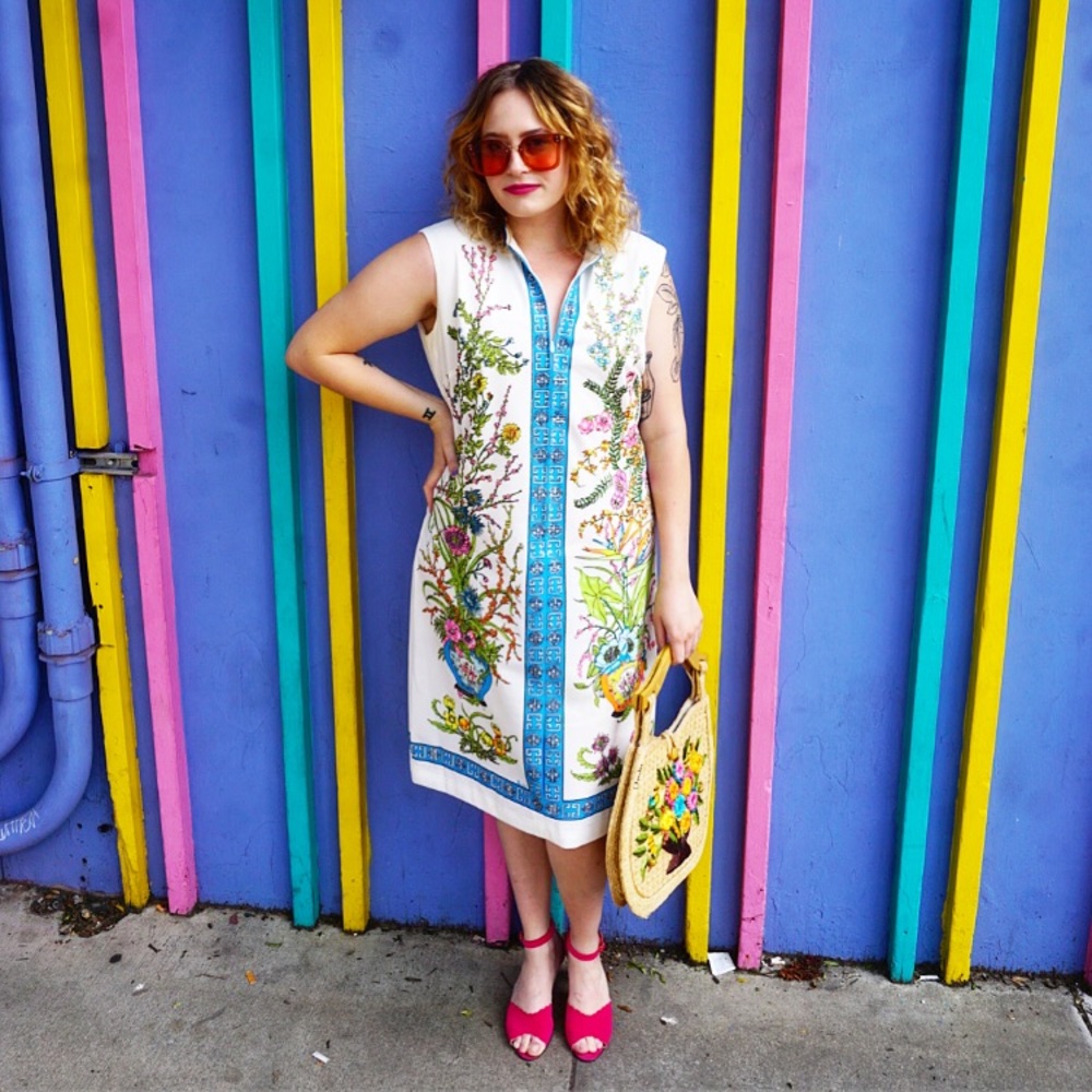 Vintage 1960s Designer Printed Dress